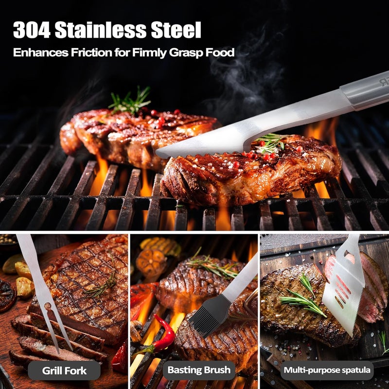 JNDJE Paw Paw Gifts, Christmas Pawpaw Gifts for Grandpa from Grandkids Heavy Duty Grilling Accessories Kit for Backyard BBQ, Thick Stainless Steel Grill Utensils with Non-Slip Handle Tool for Man - Image 4